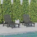 Flash Furniture Gray Adjustable Chaise Lounger with Cupholder, 2PK 2-LE-HMP-2017-414-GY-GG